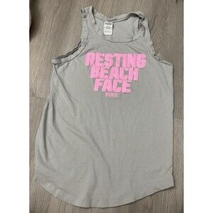 Victoria Secret Pink “Resting Beach Face” Tank Shirt Top Sz XS beach vacation